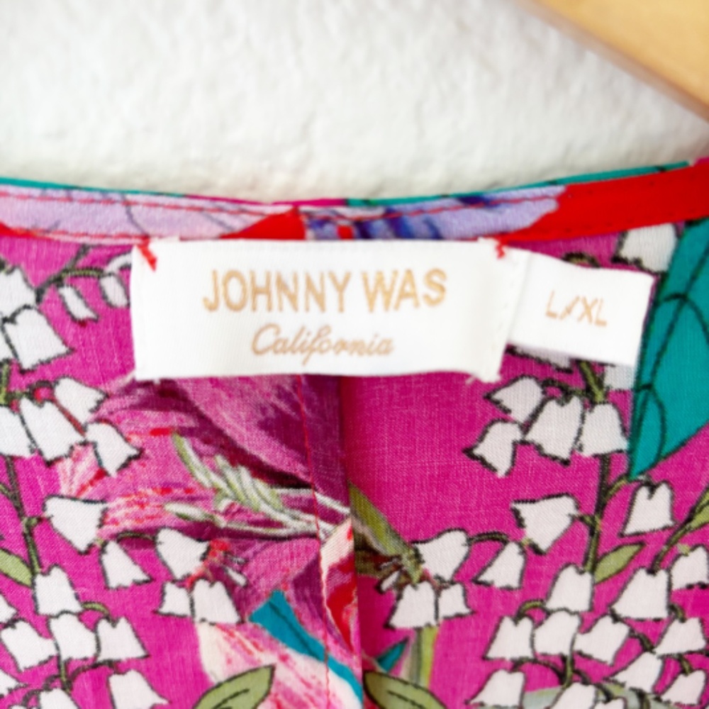 Johnny Was Nanya V-Neck Oversized Floral Print Maxi‎ Kaftan in Red Blush Sz L/XL - Picture 8 of 12